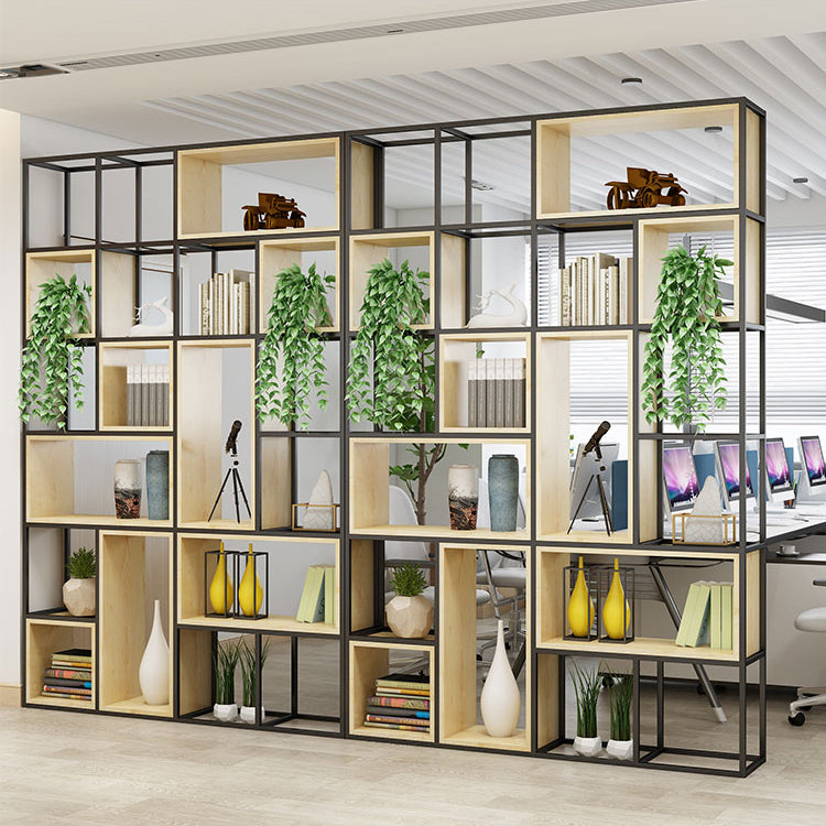 Metal and Wood Book Shelf Etagere Modern Open Shelf Bookcase for Bedroom