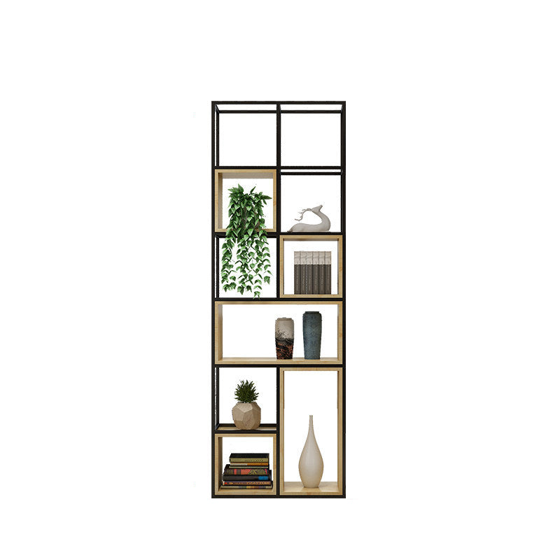 Metal and Wood Book Shelf Etagere Modern Open Shelf Bookcase for Bedroom