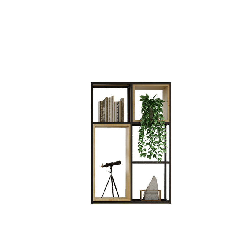 Metal and Wood Book Shelf Etagere Modern Open Shelf Bookcase for Bedroom