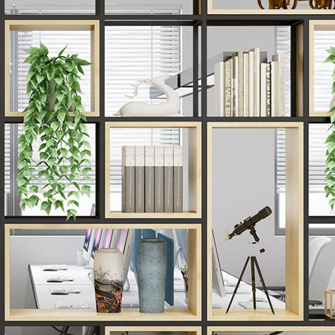 Metal and Wood Book Shelf Etagere Modern Open Shelf Bookcase for Bedroom