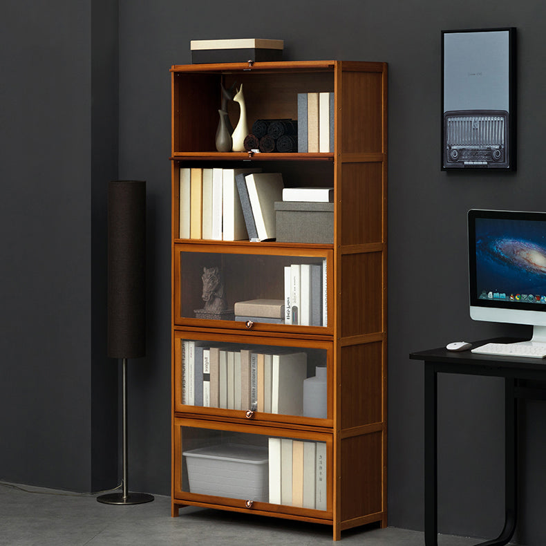 Modern Brown Book Shelf Bamboo Bedroom Shelf Bookcase with Cabinets Clearhalo 'Bookcases' 'furn' 'furn_bookcases' 'Furniture' 'Office Furniture' 6006036