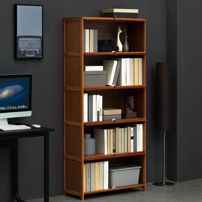 Modern Brown Book Shelf Bamboo Bedroom Shelf Bookcase with Cabinets Clearhalo 'Bookcases' 'furn' 'furn_bookcases' 'Furniture' 'Office Furniture' 6006037