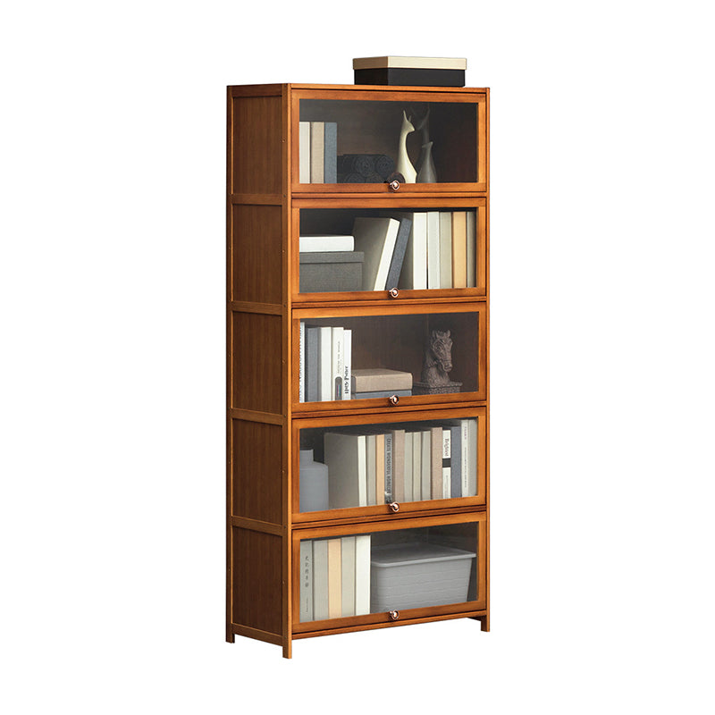 Modern Brown Book Shelf Bamboo Bedroom Shelf Bookcase with Cabinets Clearhalo 'Bookcases' 'furn' 'furn_bookcases' 'Furniture' 'Office Furniture' 6006042