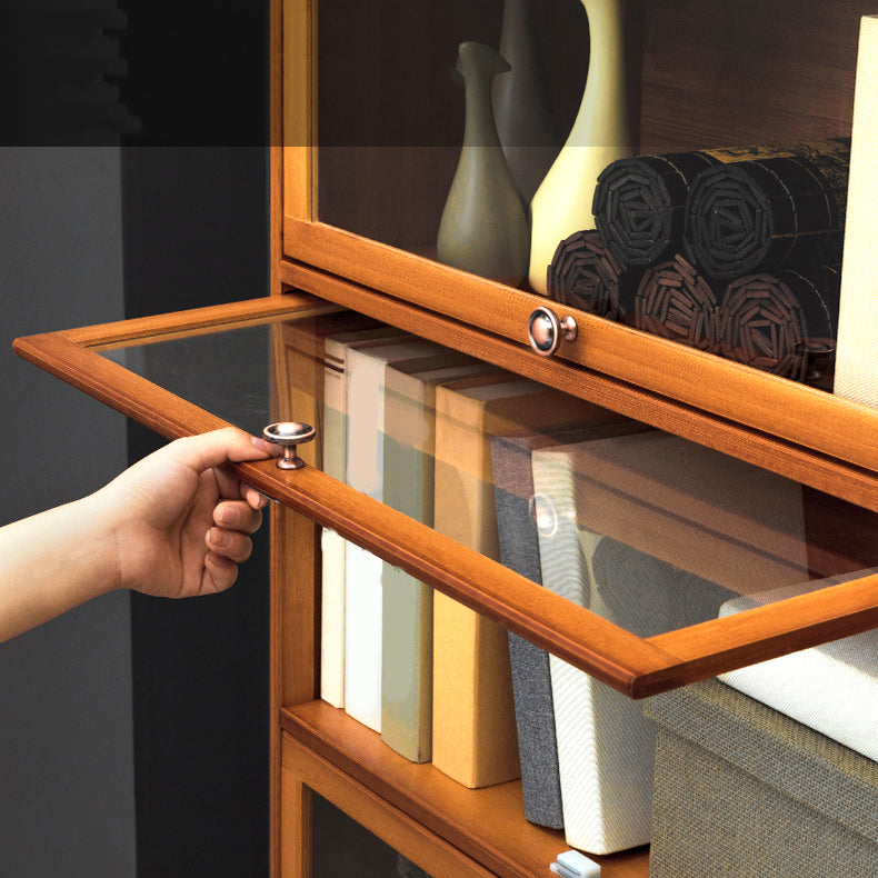 Modern Brown Book Shelf Bamboo Bedroom Shelf Bookcase with Cabinets Clearhalo 'Bookcases' 'furn' 'furn_bookcases' 'Furniture' 'Office Furniture' 6006044