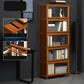 Modern Brown Book Shelf Bamboo Bedroom Shelf Bookcase with Cabinets 27.6"L x 12.6"W x 67.7"H Clearhalo 'Bookcases' 'furn' 'furn_bookcases' 'Furniture' 'Office Furniture' 6006055