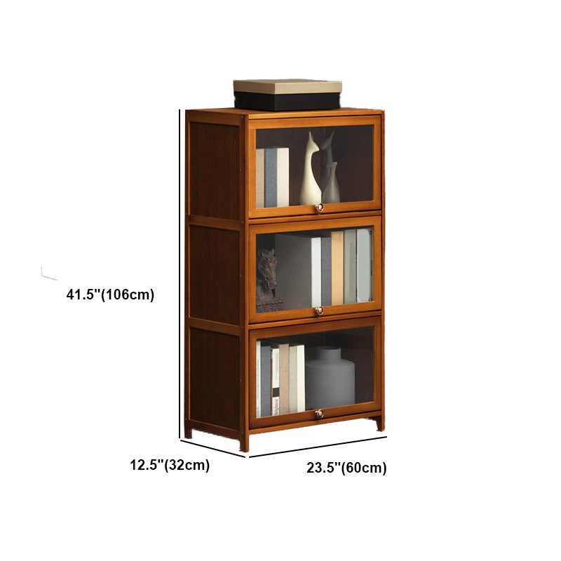 Modern Brown Book Shelf Bamboo Bedroom Shelf Bookcase with Cabinets Clearhalo 'Bookcases' 'furn' 'furn_bookcases' 'Furniture' 'Office Furniture' 6006062