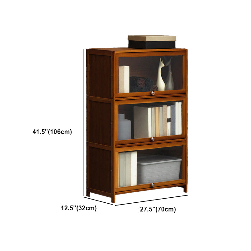 Modern Brown Book Shelf Bamboo Bedroom Shelf Bookcase with Cabinets Clearhalo 'Bookcases' 'furn' 'furn_bookcases' 'Furniture' 'Office Furniture' 6006063