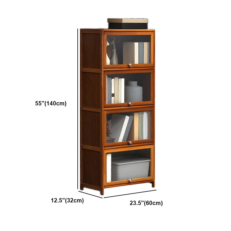 Modern Brown Book Shelf Bamboo Bedroom Shelf Bookcase with Cabinets Clearhalo 'Bookcases' 'furn' 'furn_bookcases' 'Furniture' 'Office Furniture' 6006065