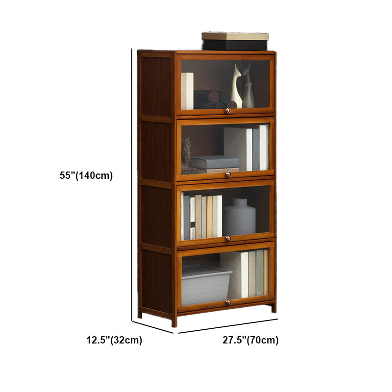 Modern Brown Book Shelf Bamboo Bedroom Shelf Bookcase with Cabinets Clearhalo 'Bookcases' 'furn' 'furn_bookcases' 'Furniture' 'Office Furniture' 6006066