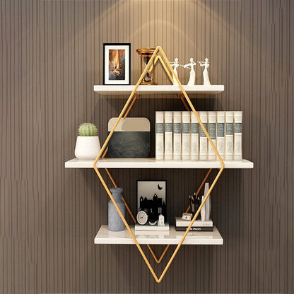 Open Bookcase Bookshelf Light Luxury Metal 3-Tier Book Shelf 19.7"L x 5.9"W x 27.6"H Gold