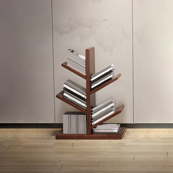 Geometric Bookshelf Modern Wooden Bookcase for Living Room 11.8" W 22"L x 11.8"W x 31.5"H Walnut Clearhalo 'Bookcases' 'furn' 'furn_bookcases' 'Furniture' 'Office Furniture' 6006112