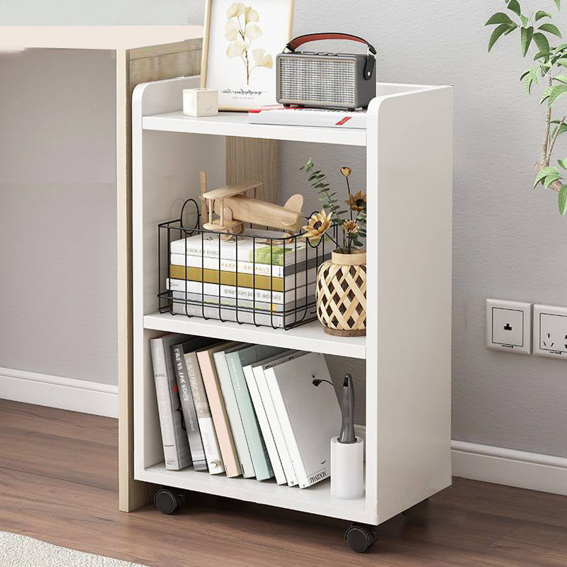 Contemporary Open Book Shelf Wooden Shelf Bookcase for Office 17.7"L x 9.4"W x 26"H White Casters Clearhalo 'Bookcases' 'furn' 'furn_bookcases' 'Furniture' 'Office Furniture' 6006176