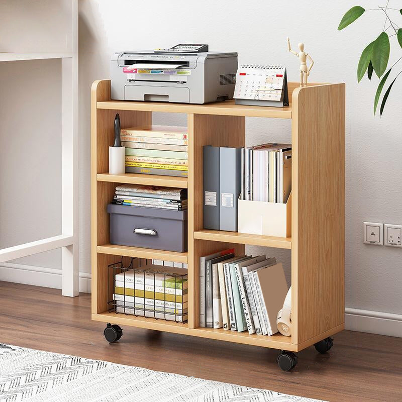 Contemporary Open Book Shelf Wooden Shelf Bookcase for Office 23.6"L x 9.4"W x 26"H Natural Casters Clearhalo 'Bookcases' 'furn' 'furn_bookcases' 'Furniture' 'Office Furniture' 6006185