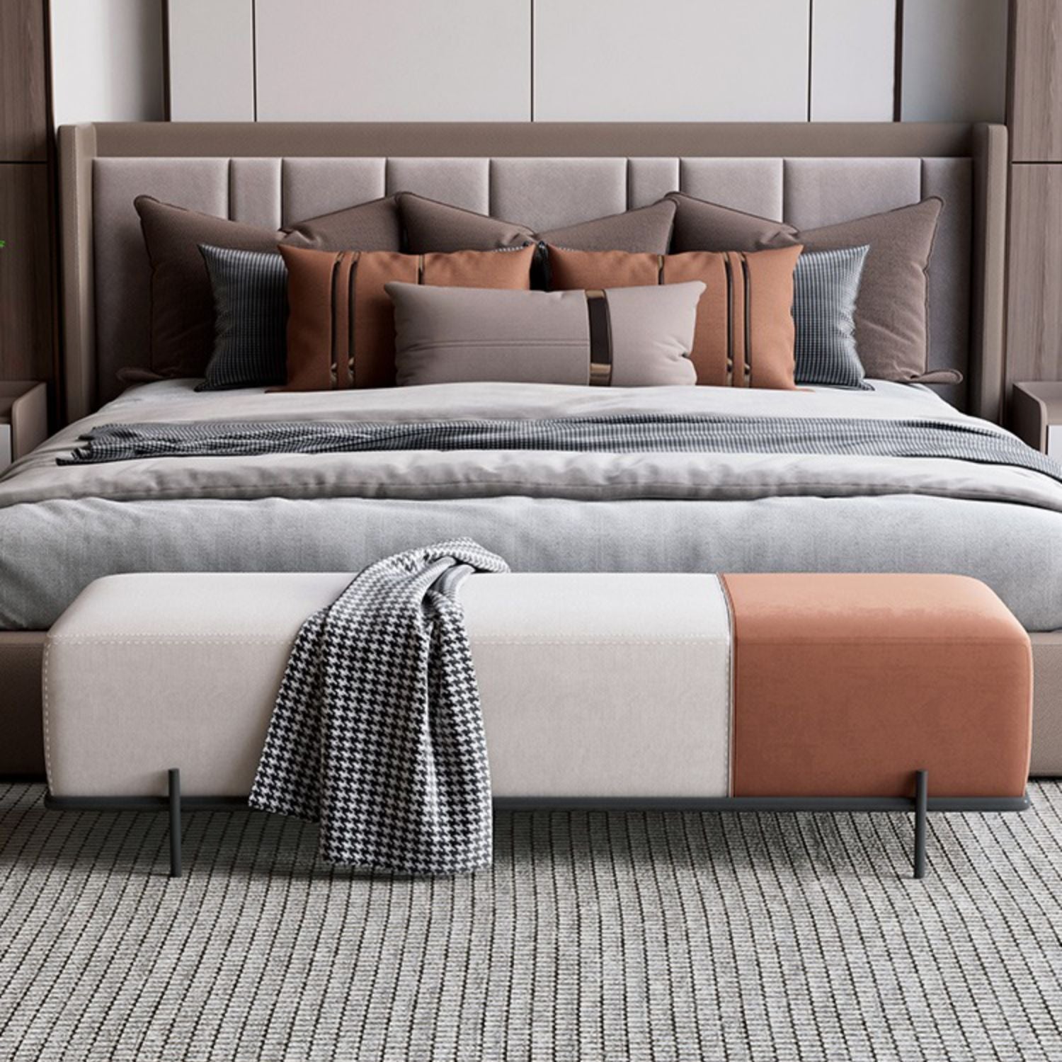 15.7" Wide Upholstered Seating Bench Modern Entryway and Bedroom Bench with Cushioned Clearhalo 'Benches' 'Chairs & Seating' 'furn' 'furn_benches' 'Furniture' 'Living Room Furniture' 6006233