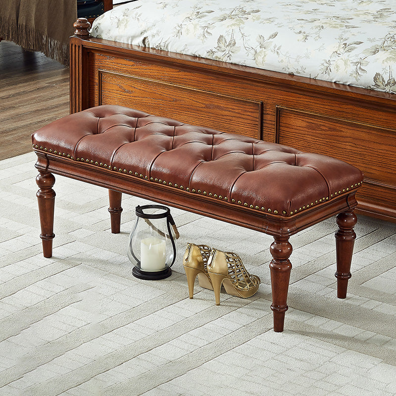 16.1" Wide Upholstered Seating Bench Traditional Entryway and Bedroom Bench with Cushioned 39.4"L x 16.1"W x 18.1"H Dark Brown Clearhalo 'Benches' 'Chairs & Seating' 'furn' 'furn_benches' 'Furniture' 'Living Room Furniture' 6006246