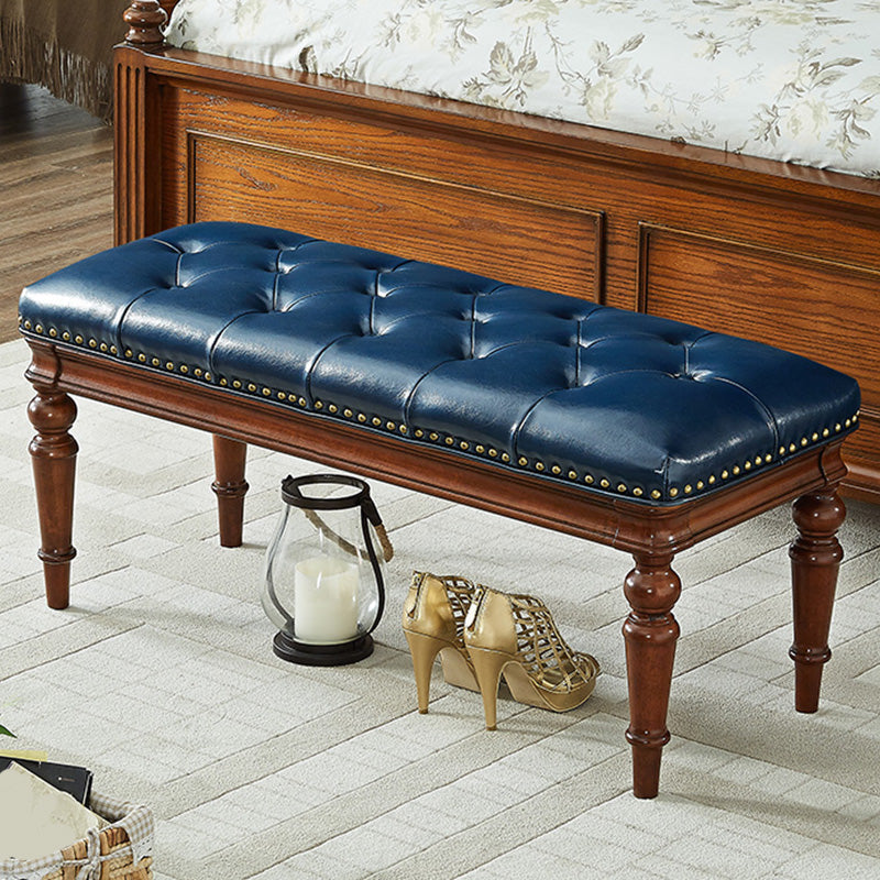 16.1" Wide Upholstered Seating Bench Traditional Entryway and Bedroom Bench with Cushioned 39.4"L x 16.1"W x 18.1"H Blue Clearhalo 'Benches' 'Chairs & Seating' 'furn' 'furn_benches' 'Furniture' 'Living Room Furniture' 6006252