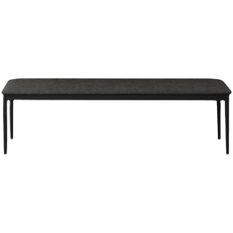 17.7"H Upholstered Seating Bench Cushioned Bench with Metal Legs Black Clearhalo 'Benches' 'Chairs & Seating' 'furn' 'furn_benches' 'Furniture' 'Living Room Furniture' 6006311