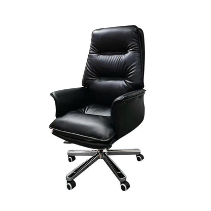 Eigentijdse bureaustoel, ergonomische wielen, zwart lederen directiestoel