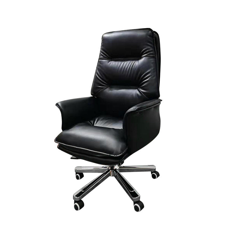 Eigentijdse bureaustoel, ergonomische wielen, zwart lederen directiestoel