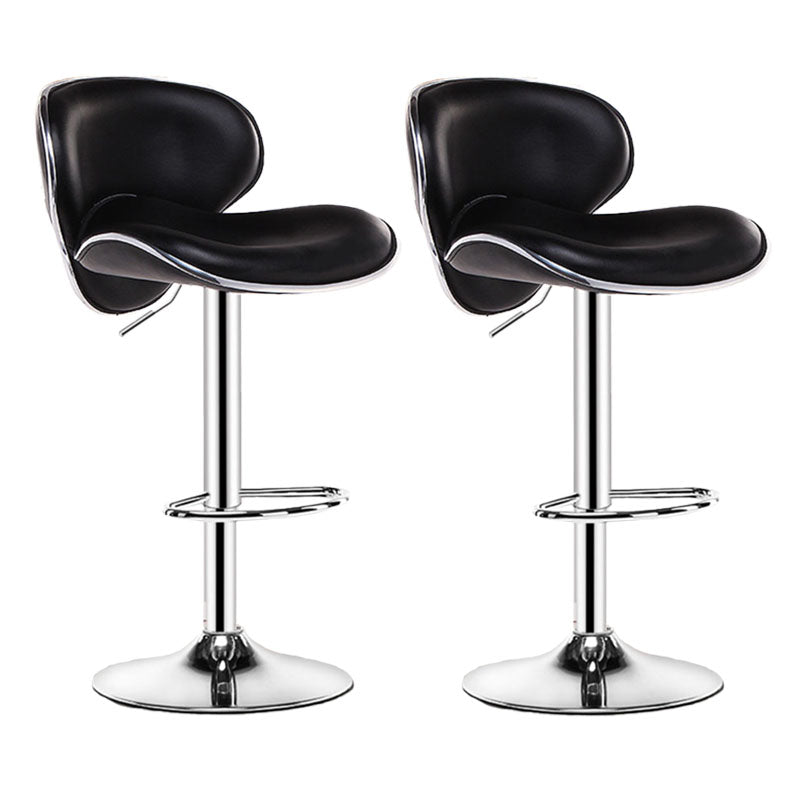 Contemporary Metal Barstool PU Leather Footrest Upholstered Counter Stool Black 2 Piece Set Clearhalo 'Bar Furniture' 'Bar Stools' 'bar_stools' 'furn' 'furn_bar_stools' 'Furniture' 'Kitchen & Dining Furniture' 6006363