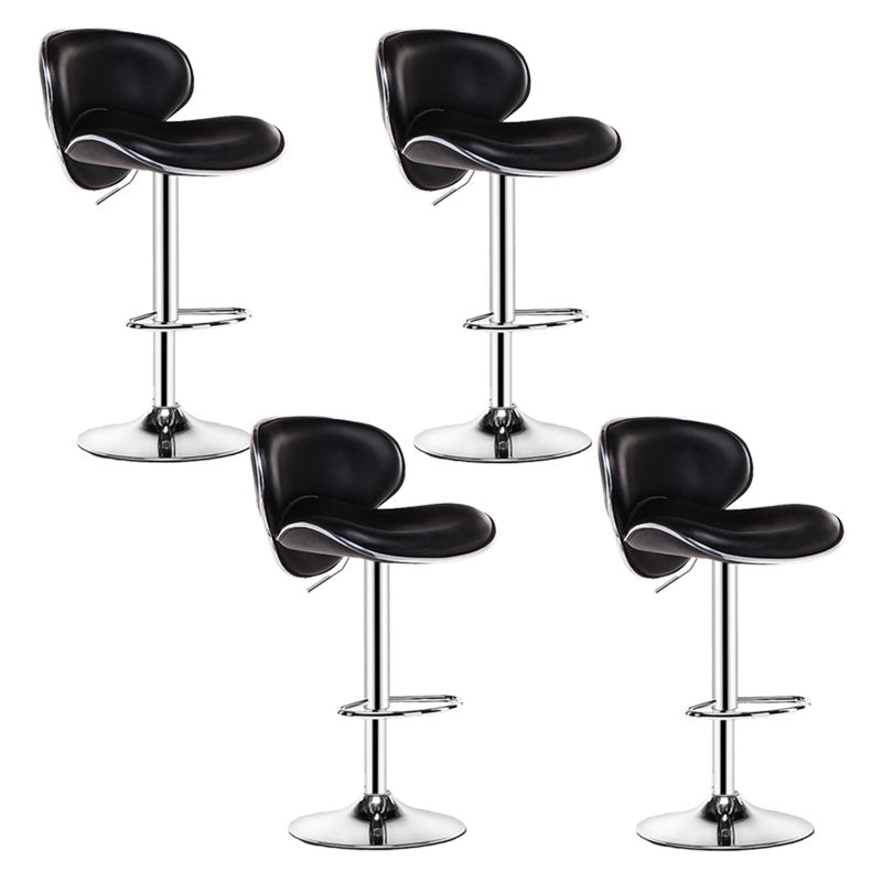 Contemporary Metal Barstool PU Leather Footrest Upholstered Counter Stool Black 4 Piece Set Clearhalo 'Bar Furniture' 'Bar Stools' 'bar_stools' 'furn' 'furn_bar_stools' 'Furniture' 'Kitchen & Dining Furniture' 6006366