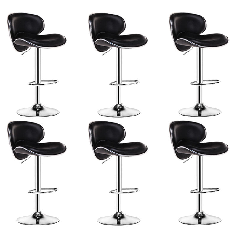 Contemporary Metal Barstool PU Leather Footrest Upholstered Counter Stool Black 6 Piece Set Clearhalo 'Bar Furniture' 'Bar Stools' 'bar_stools' 'furn' 'furn_bar_stools' 'Furniture' 'Kitchen & Dining Furniture' 6006368