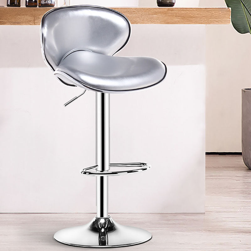 Contemporary Metal Barstool PU Leather Footrest Upholstered Counter Stool Silver 1 Piece Clearhalo 'Bar Furniture' 'Bar Stools' 'bar_stools' 'furn' 'furn_bar_stools' 'Furniture' 'Kitchen & Dining Furniture' 6006371