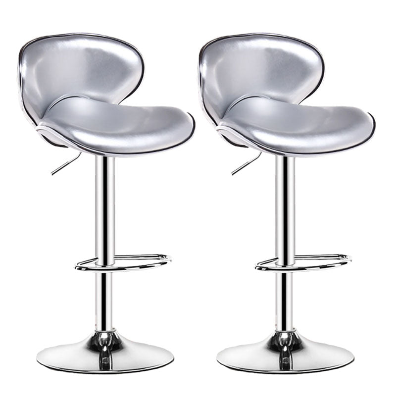 Contemporary Metal Barstool PU Leather Footrest Upholstered Counter Stool Silver 2 Piece Set Clearhalo 'Bar Furniture' 'Bar Stools' 'bar_stools' 'furn' 'furn_bar_stools' 'Furniture' 'Kitchen & Dining Furniture' 6006373