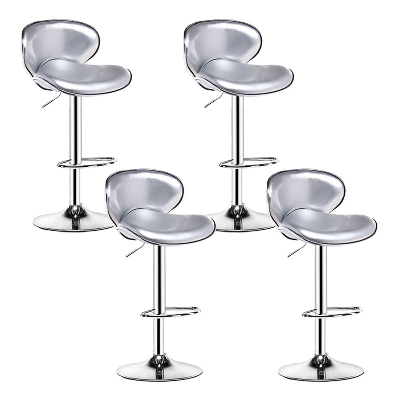 Contemporary Metal Barstool PU Leather Footrest Upholstered Counter Stool Silver 4 Piece Set Clearhalo 'Bar Furniture' 'Bar Stools' 'bar_stools' 'furn' 'furn_bar_stools' 'Furniture' 'Kitchen & Dining Furniture' 6006375