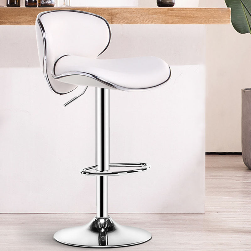 Contemporary Metal Barstool PU Leather Footrest Upholstered Counter Stool White 1 Piece Clearhalo 'Bar Furniture' 'Bar Stools' 'bar_stools' 'furn' 'furn_bar_stools' 'Furniture' 'Kitchen & Dining Furniture' 6006380