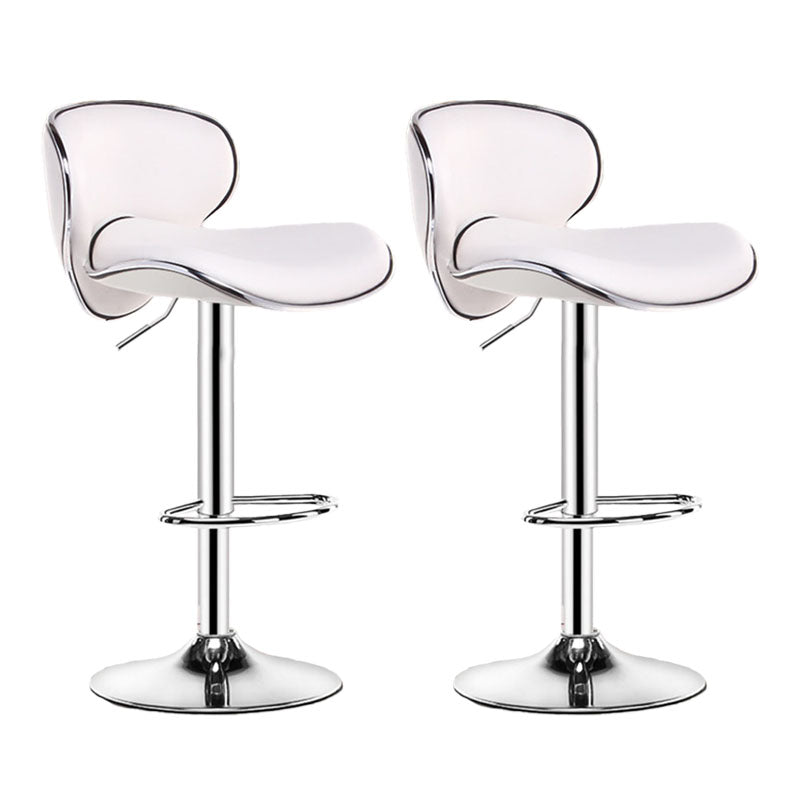 Contemporary Metal Barstool PU Leather Footrest Upholstered Counter Stool White 2 Piece Set Clearhalo 'Bar Furniture' 'Bar Stools' 'bar_stools' 'furn' 'furn_bar_stools' 'Furniture' 'Kitchen & Dining Furniture' 6006381