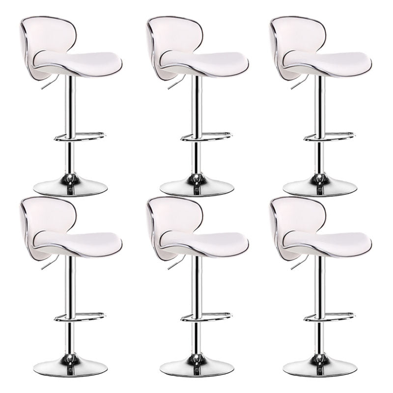 Contemporary Metal Barstool PU Leather Footrest Upholstered Counter Stool White 6 Piece Set Clearhalo 'Bar Furniture' 'Bar Stools' 'bar_stools' 'furn' 'furn_bar_stools' 'Furniture' 'Kitchen & Dining Furniture' 6006383