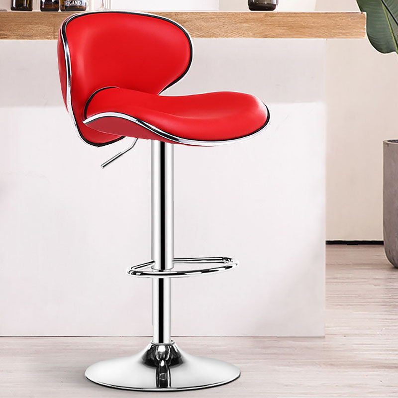 Contemporary Metal Barstool PU Leather Footrest Upholstered Counter Stool Red 1 Piece Clearhalo 'Bar Furniture' 'Bar Stools' 'bar_stools' 'furn' 'furn_bar_stools' 'Furniture' 'Kitchen & Dining Furniture' 6006385