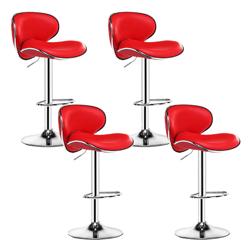 Contemporary Metal Barstool PU Leather Footrest Upholstered Counter Stool Red 4 Piece Set Clearhalo 'Bar Furniture' 'Bar Stools' 'bar_stools' 'furn' 'furn_bar_stools' 'Furniture' 'Kitchen & Dining Furniture' 6006387
