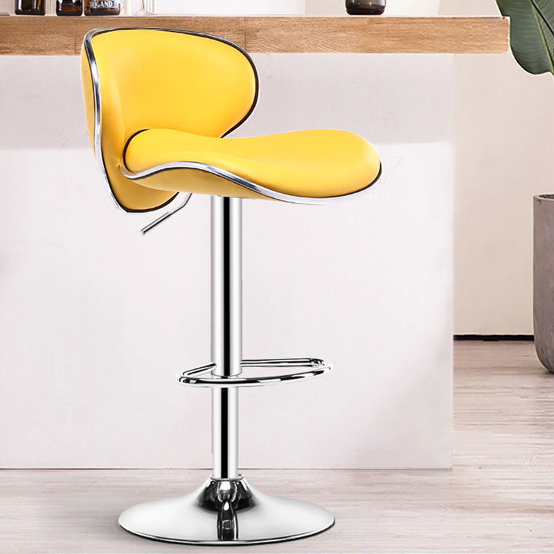 Contemporary Metal Barstool PU Leather Footrest Upholstered Counter Stool Yellow 1 Piece Clearhalo 'Bar Furniture' 'Bar Stools' 'bar_stools' 'furn' 'furn_bar_stools' 'Furniture' 'Kitchen & Dining Furniture' 6006390