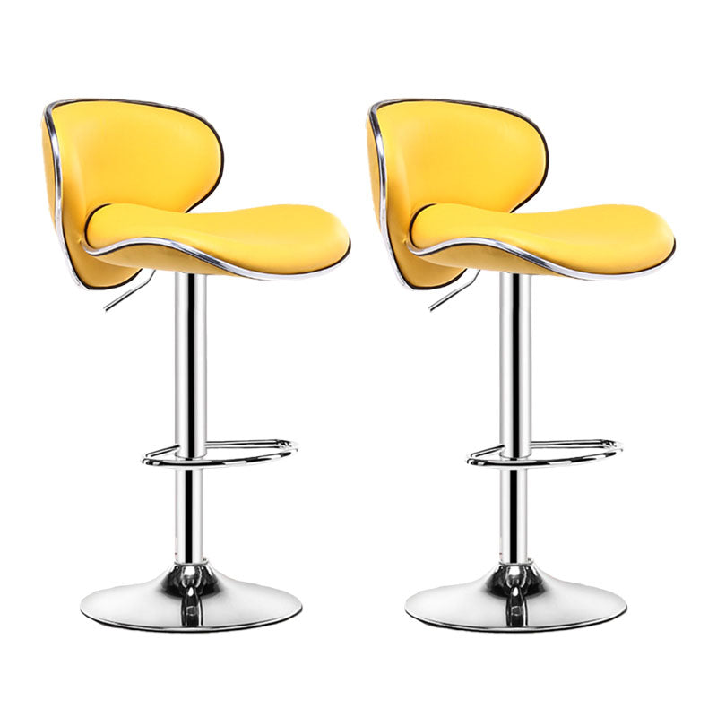 Contemporary Metal Barstool PU Leather Footrest Upholstered Counter Stool Yellow 2 Piece Set Clearhalo 'Bar Furniture' 'Bar Stools' 'bar_stools' 'furn' 'furn_bar_stools' 'Furniture' 'Kitchen & Dining Furniture' 6006391