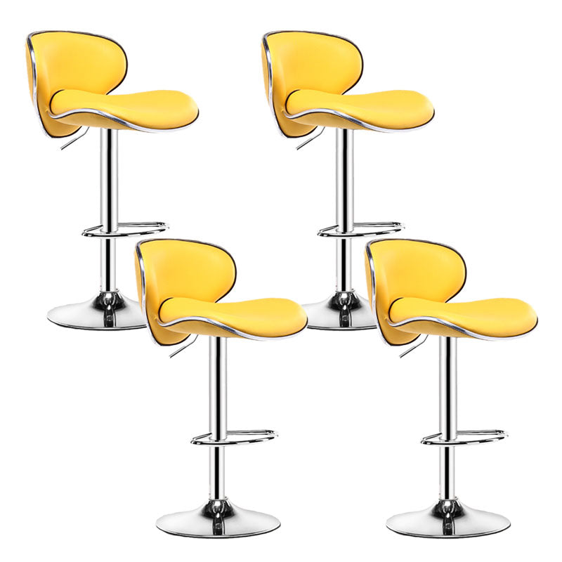 Contemporary Metal Barstool PU Leather Footrest Upholstered Counter Stool Yellow 4 Piece Set Clearhalo 'Bar Furniture' 'Bar Stools' 'bar_stools' 'furn' 'furn_bar_stools' 'Furniture' 'Kitchen & Dining Furniture' 6006392