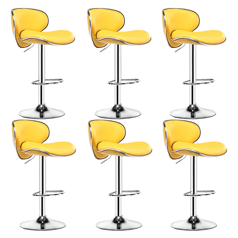Contemporary Metal Barstool PU Leather Footrest Upholstered Counter Stool Yellow 6 Piece Set Clearhalo 'Bar Furniture' 'Bar Stools' 'bar_stools' 'furn' 'furn_bar_stools' 'Furniture' 'Kitchen & Dining Furniture' 6006393