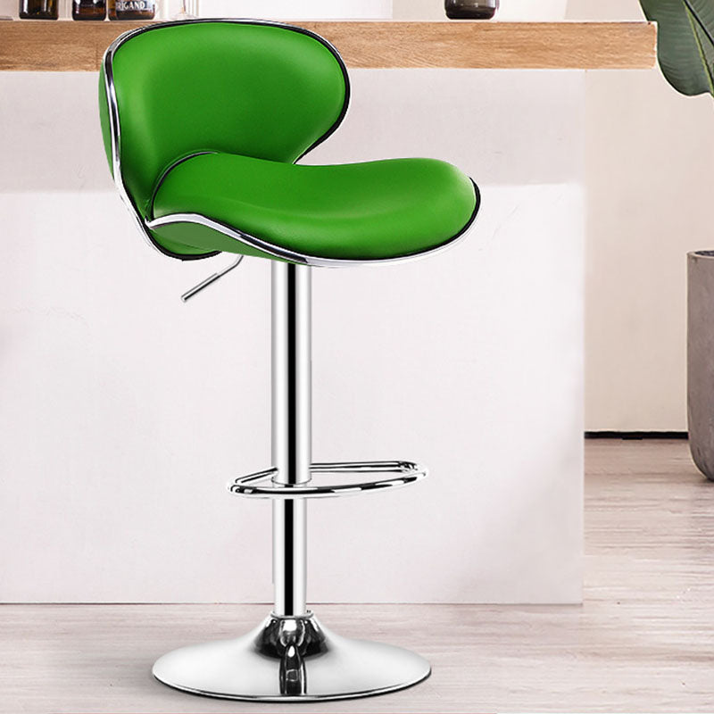 Contemporary Metal Barstool PU Leather Footrest Upholstered Counter Stool Green 1 Piece Clearhalo 'Bar Furniture' 'Bar Stools' 'bar_stools' 'furn' 'furn_bar_stools' 'Furniture' 'Kitchen & Dining Furniture' 6006400