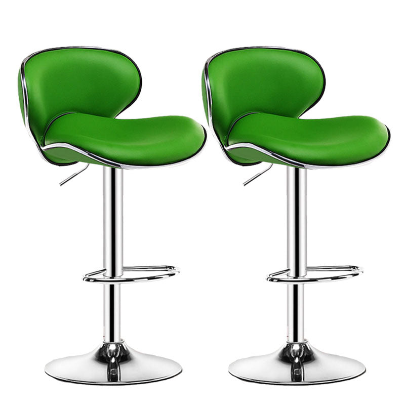 Contemporary Metal Barstool PU Leather Footrest Upholstered Counter Stool Green 2 Piece Set Clearhalo 'Bar Furniture' 'Bar Stools' 'bar_stools' 'furn' 'furn_bar_stools' 'Furniture' 'Kitchen & Dining Furniture' 6006401