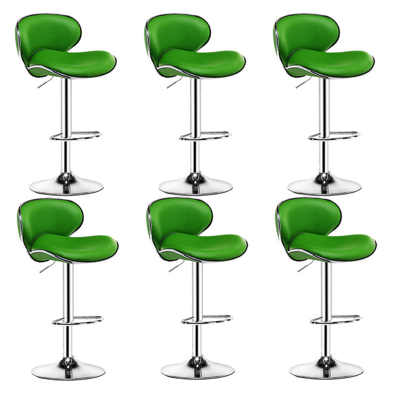 Contemporary Metal Barstool PU Leather Footrest Upholstered Counter Stool Green 6 Piece Set Clearhalo 'Bar Furniture' 'Bar Stools' 'bar_stools' 'furn' 'furn_bar_stools' 'Furniture' 'Kitchen & Dining Furniture' 6006403