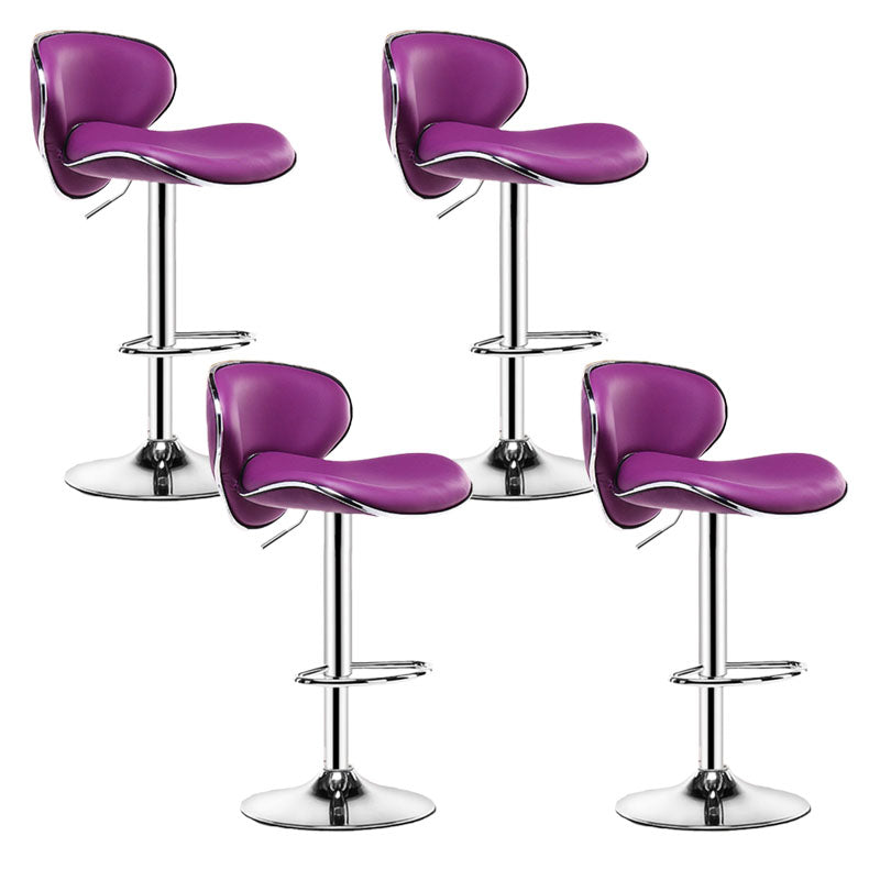 Contemporary Metal Barstool PU Leather Footrest Upholstered Counter Stool Purple 4 Piece Set Clearhalo 'Bar Furniture' 'Bar Stools' 'bar_stools' 'furn' 'furn_bar_stools' 'Furniture' 'Kitchen & Dining Furniture' 6006407