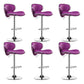 Contemporary Metal Barstool PU Leather Footrest Upholstered Counter Stool Purple 6 Piece Set Clearhalo 'Bar Furniture' 'Bar Stools' 'bar_stools' 'furn' 'furn_bar_stools' 'Furniture' 'Kitchen & Dining Furniture' 6006408