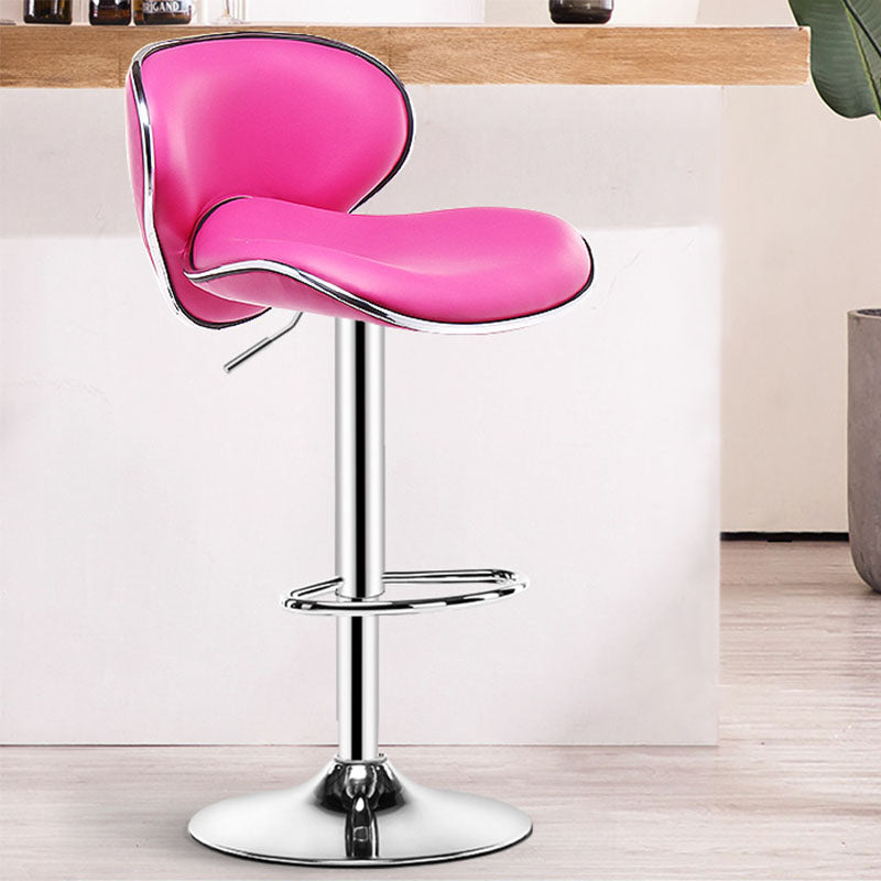 Contemporary Metal Barstool PU Leather Footrest Upholstered Counter Stool Rose Red 1 Piece Clearhalo 'Bar Furniture' 'Bar Stools' 'bar_stools' 'furn' 'furn_bar_stools' 'Furniture' 'Kitchen & Dining Furniture' 6006410