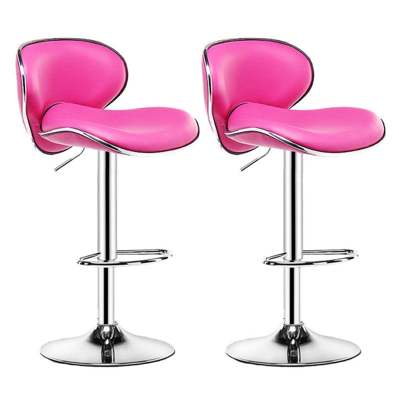 Contemporary Metal Barstool PU Leather Footrest Upholstered Counter Stool Rose Red 2 Piece Set Clearhalo 'Bar Furniture' 'Bar Stools' 'bar_stools' 'furn' 'furn_bar_stools' 'Furniture' 'Kitchen & Dining Furniture' 6006411