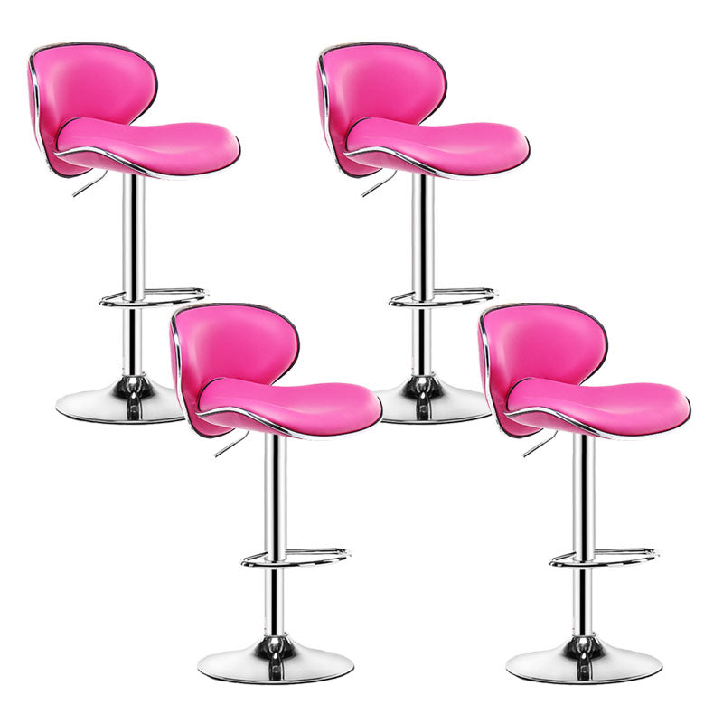 Contemporary Metal Barstool PU Leather Footrest Upholstered Counter Stool Rose Red 4 Piece Set Clearhalo 'Bar Furniture' 'Bar Stools' 'bar_stools' 'furn' 'furn_bar_stools' 'Furniture' 'Kitchen & Dining Furniture' 6006412