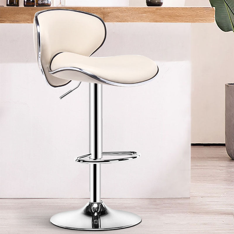 Contemporary Metal Barstool PU Leather Footrest Upholstered Counter Stool Beige 1 Piece Clearhalo 'Bar Furniture' 'Bar Stools' 'bar_stools' 'furn' 'furn_bar_stools' 'Furniture' 'Kitchen & Dining Furniture' 6006420