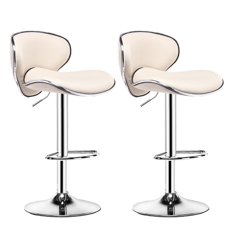 Contemporary Metal Barstool PU Leather Footrest Upholstered Counter Stool Beige 2 Piece Set Clearhalo 'Bar Furniture' 'Bar Stools' 'bar_stools' 'furn' 'furn_bar_stools' 'Furniture' 'Kitchen & Dining Furniture' 6006421
