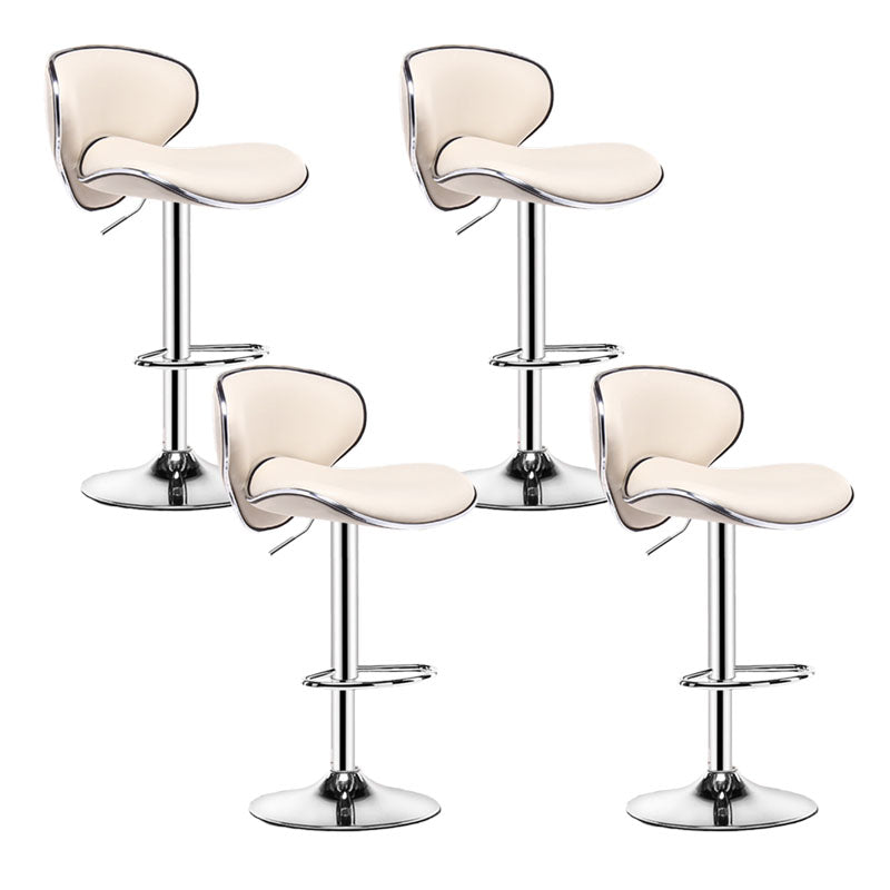 Contemporary Metal Barstool PU Leather Footrest Upholstered Counter Stool Beige 4 Piece Set Clearhalo 'Bar Furniture' 'Bar Stools' 'bar_stools' 'furn' 'furn_bar_stools' 'Furniture' 'Kitchen & Dining Furniture' 6006422