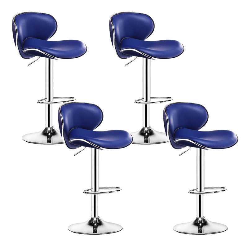 Contemporary Metal Barstool PU Leather Footrest Upholstered Counter Stool Royal Blue 4 Piece Set Clearhalo 'Bar Furniture' 'Bar Stools' 'bar_stools' 'furn' 'furn_bar_stools' 'Furniture' 'Kitchen & Dining Furniture' 6006427